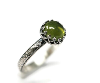 8mm Vesuvianite 925 Antique Sterling Silver Ring by Salish Sea Inspirations - image3
